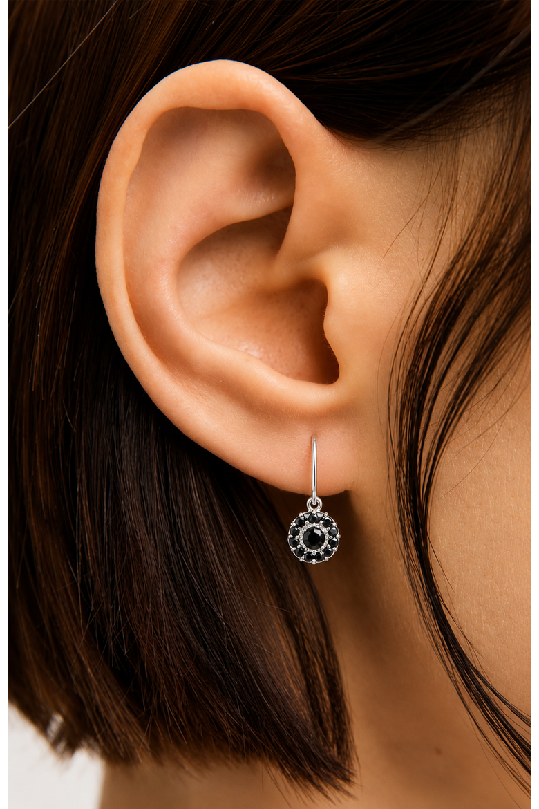 Noir drop sterling silver statement earrings, Alternate, color, Silver
