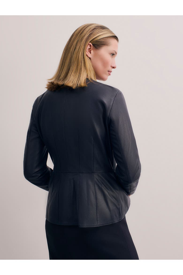 Ginevra Leather Jacket, Alternate, color, Navy