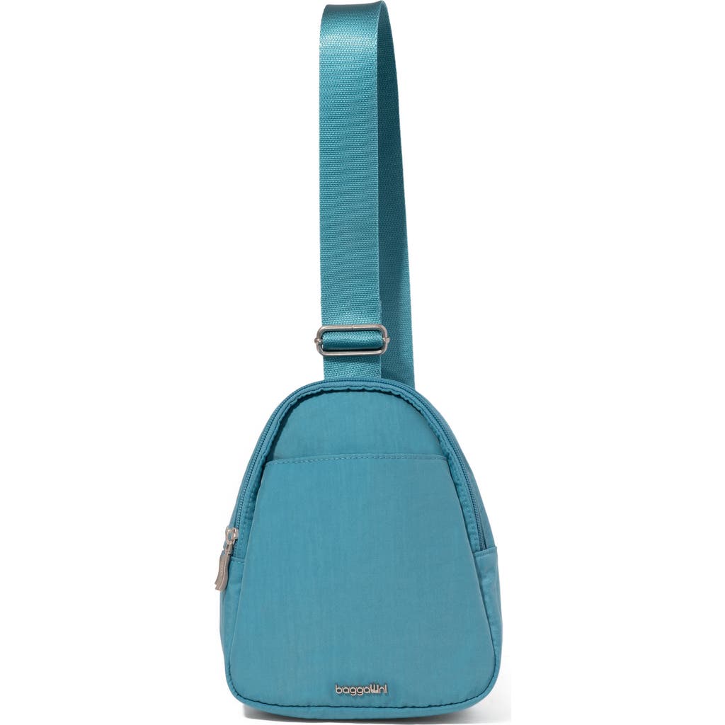 Baggallini Double Zip Mini Sling Bag In Seaside Blue