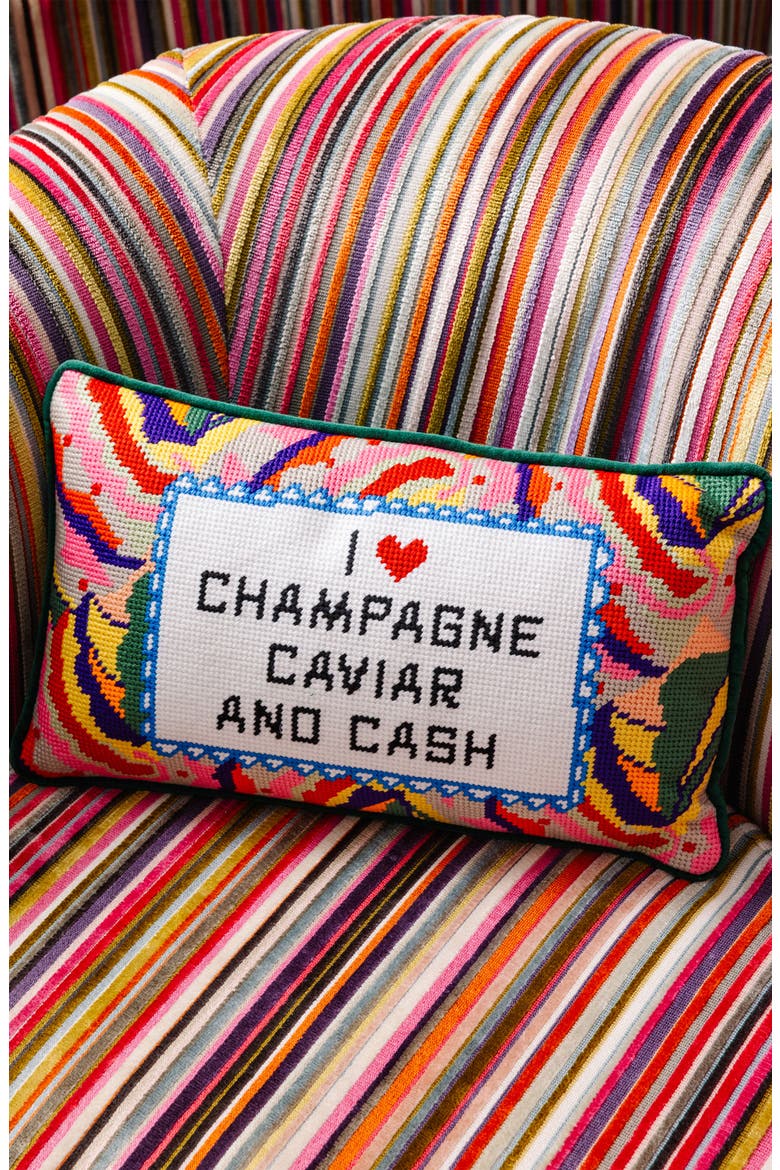 Needlepoint Pillow, Alternate, color, Caviar and Cash