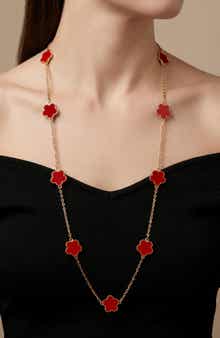 Enamel Flower Station Necklace