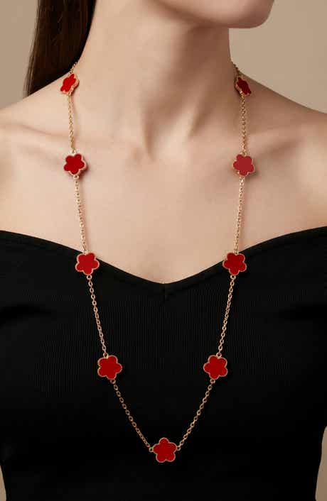 Enamel Flower Station Necklace