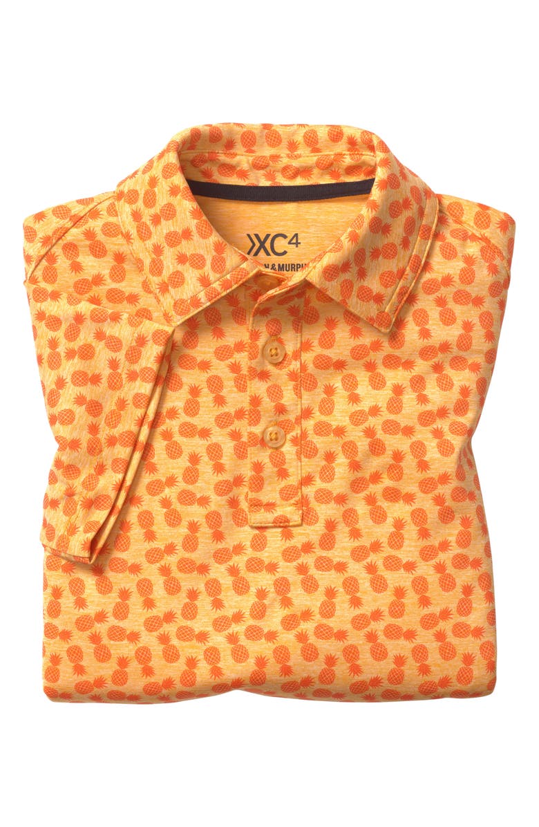 Johnston & Murphy Kids' XC4<sup>®</sup> Pineapple Print Performance Polo, Alternate, color, Orange