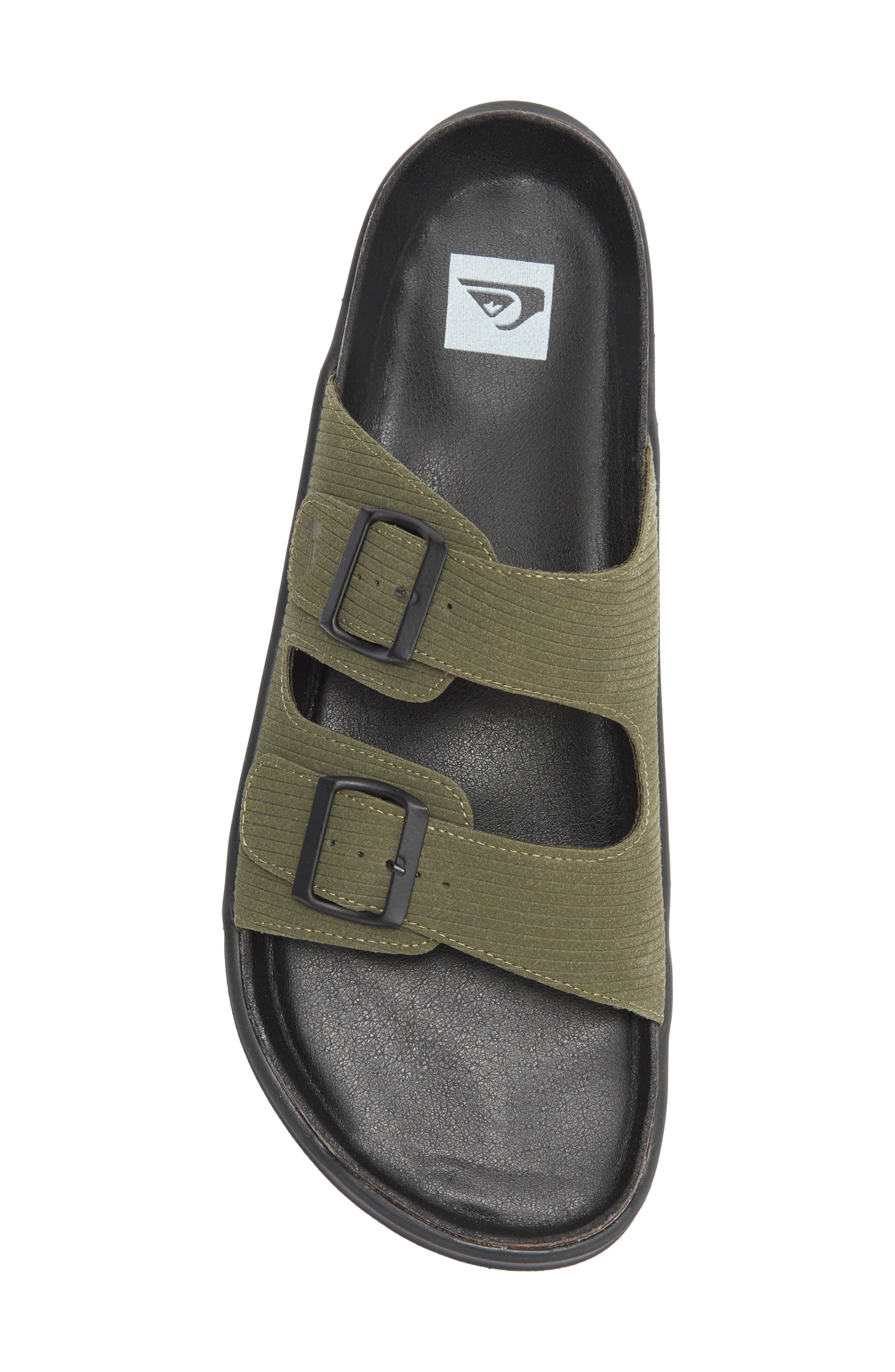 Quiksilver Deck Slide Sandal, Alternate, color, Dark Green/ Tan/ Black