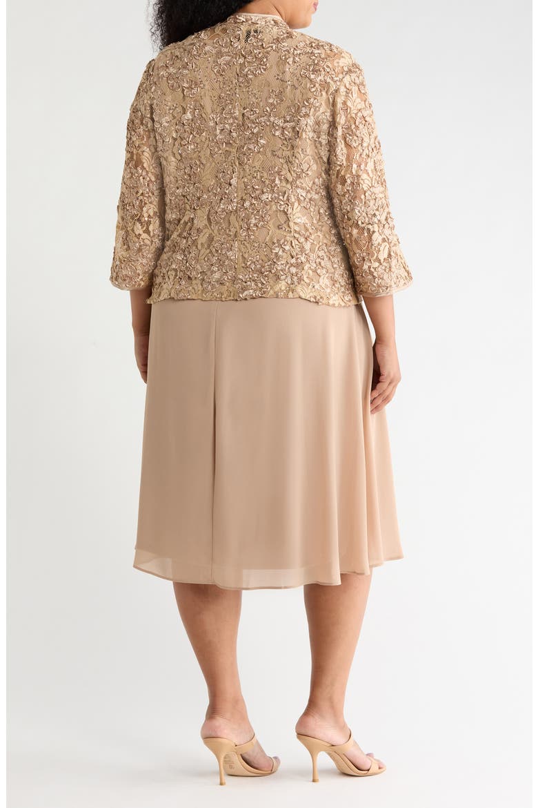 Sequin Lace Jacket & Sleeveless Dress Set, Alternate, color, TOFFEE