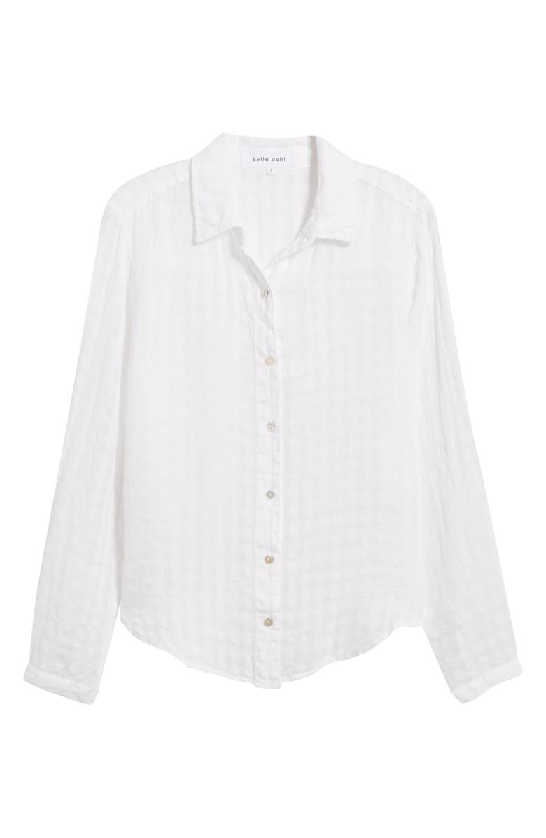 Bella Dahl Clean Front Linen & Cotton Button-Up Shirt, Alternate, color, White