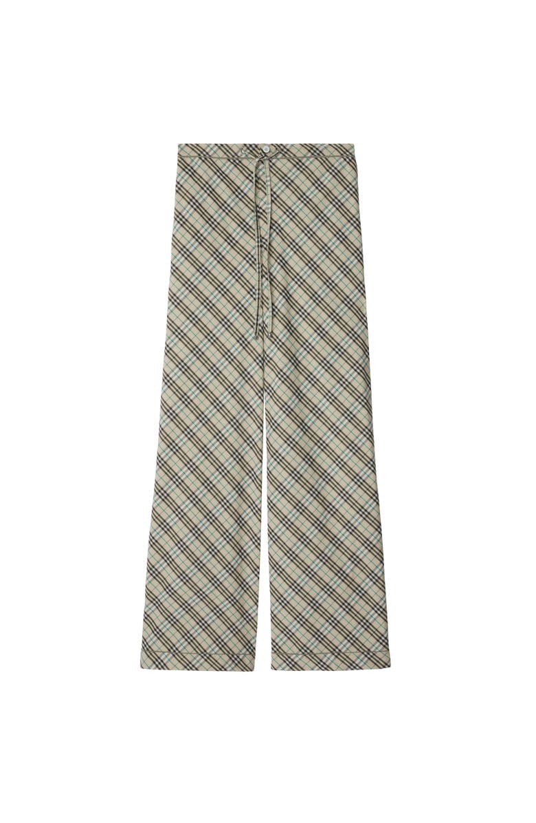 Burberry Check Cotton Pyjama Trousers, Alternate, color, Husk