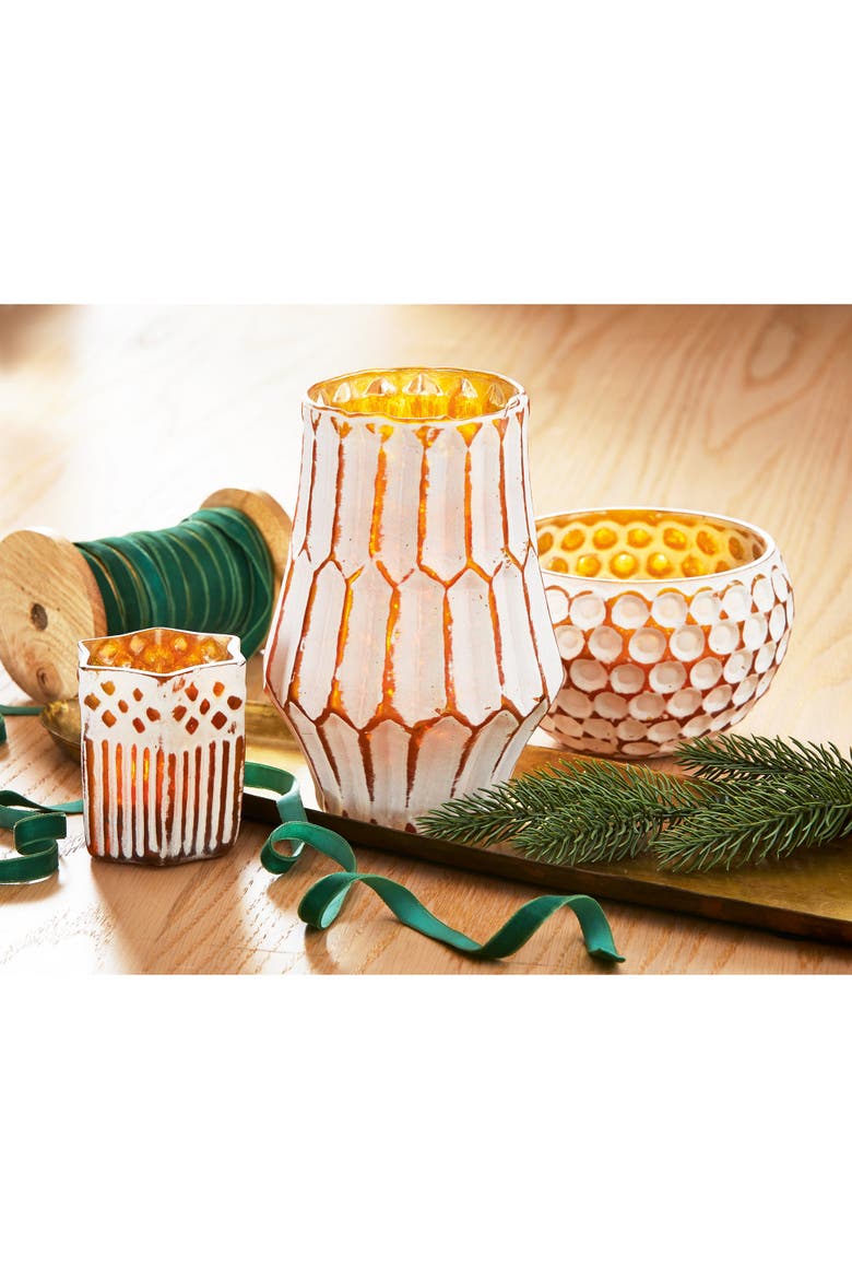Clara Handcrafted Blown Glass Gold Tealight Holder Centerpiece, Alternate, color, Gold