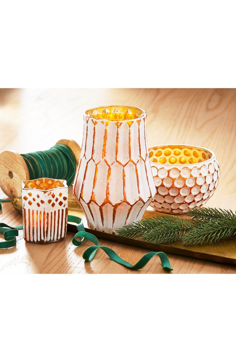 tag Clara Handcrafted Blown Glass Gold Tealight Holder Centerpiece, Alternate, color, Gold