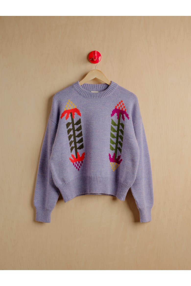 Cone Flower Relaxed Fit Sweater, Alternate, color, Lilac