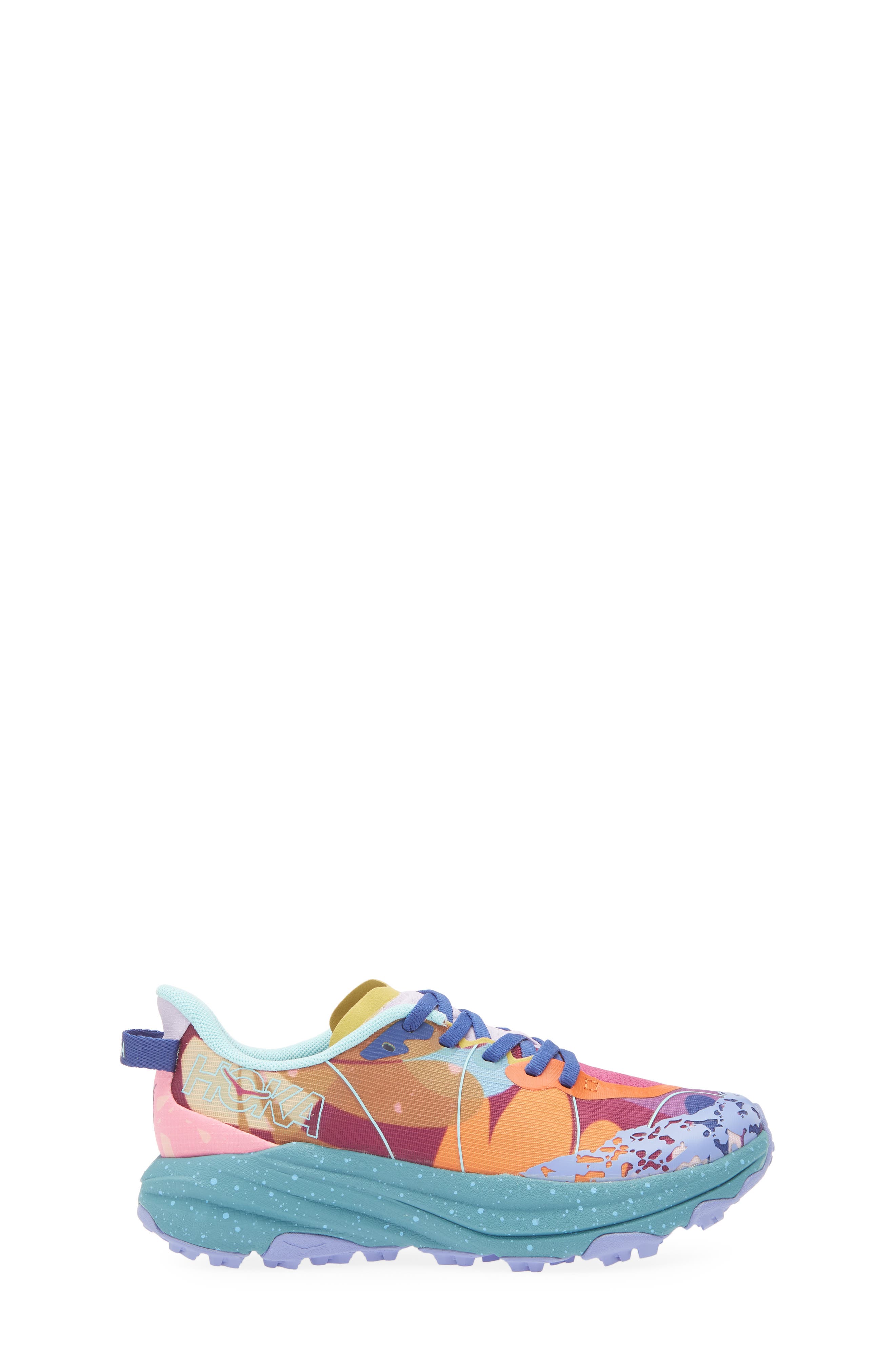 HOKA Kids' Speedgoat 6 Studio Proba Trail Running Shoe, Alternate, color, Rouge / Aegean Blue