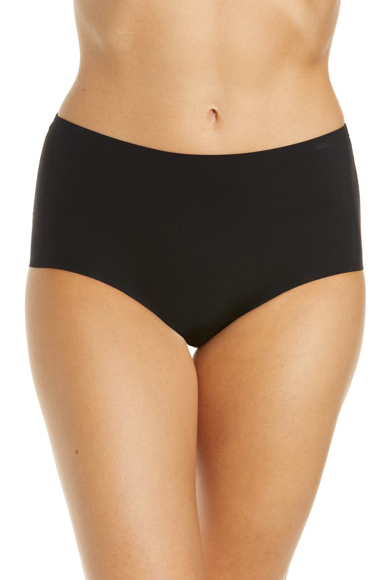 Period & Leak Proof Moderate Absorbency High Waisted Briefs, Main, color, BLACK