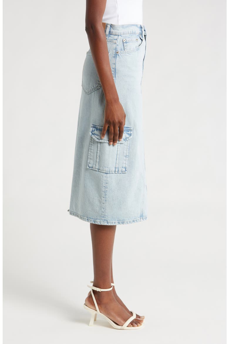 Highland Cargo Denim Midi Skirt, Alternate, color, RIVIERA