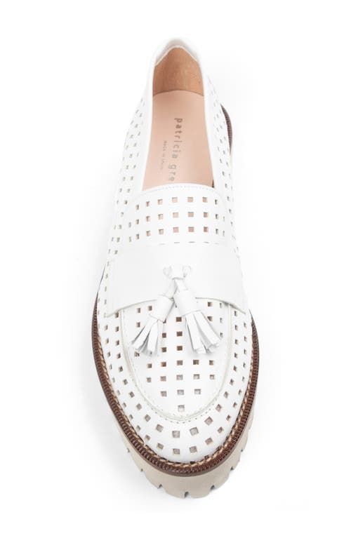 Shop Patricia Green Beckham Tassel Lug Loafer In White Perforated