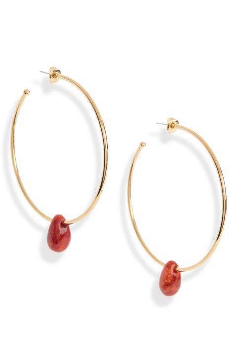 Stone Charm Hoop Earrings