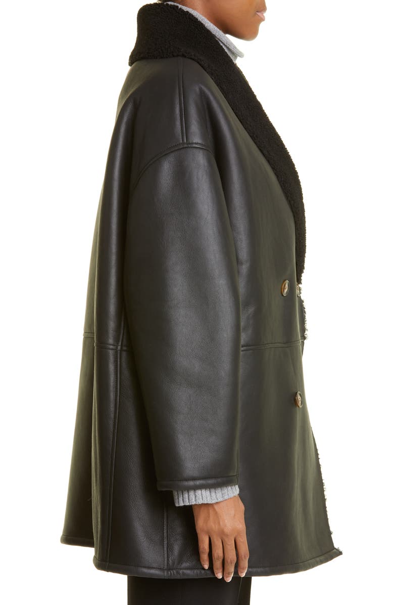 LOULOU DE SAISON Leather Coat with Genuine Shearling Lining, Alternate, color, 