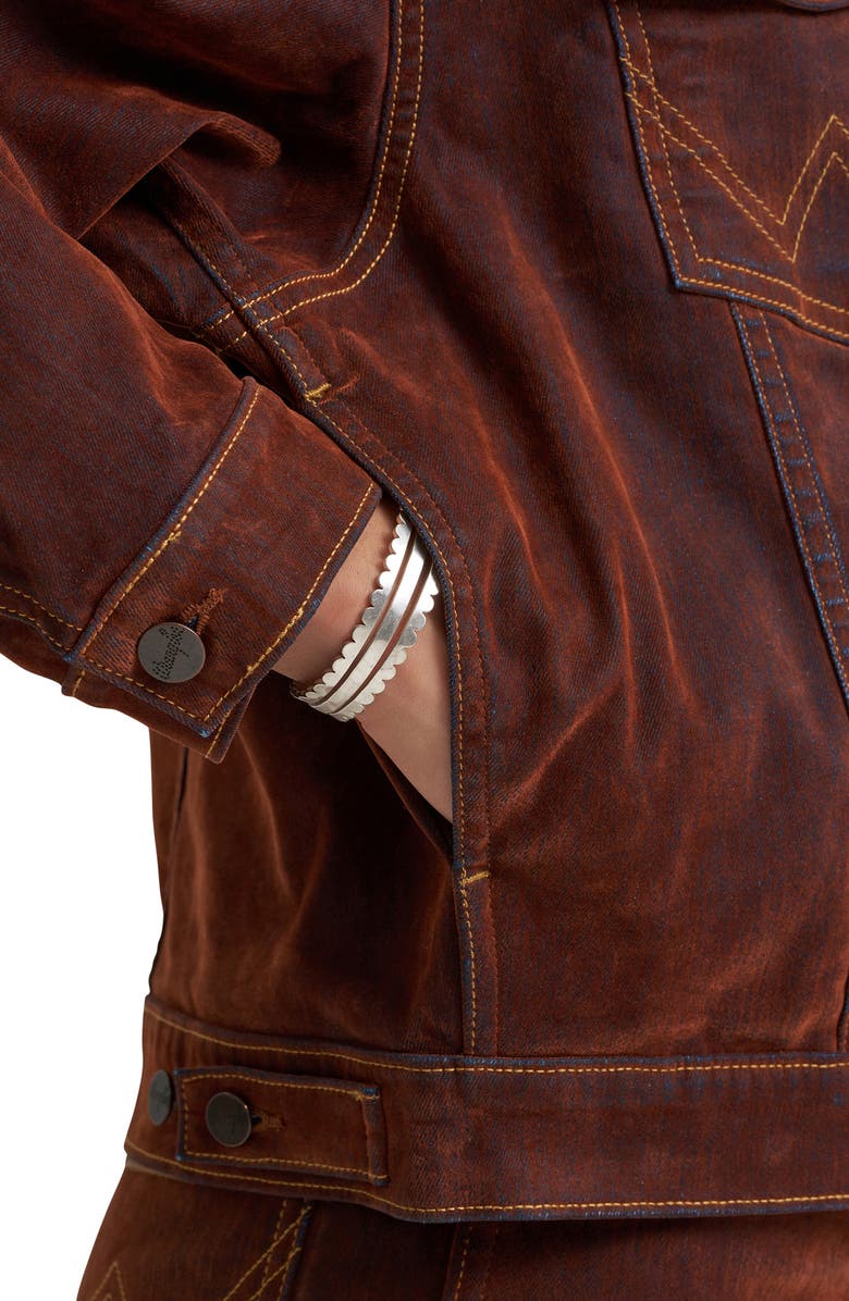 Wrangler Flocked Denim Cowboy Jacket, Alternate, color, Cinnamon Hill