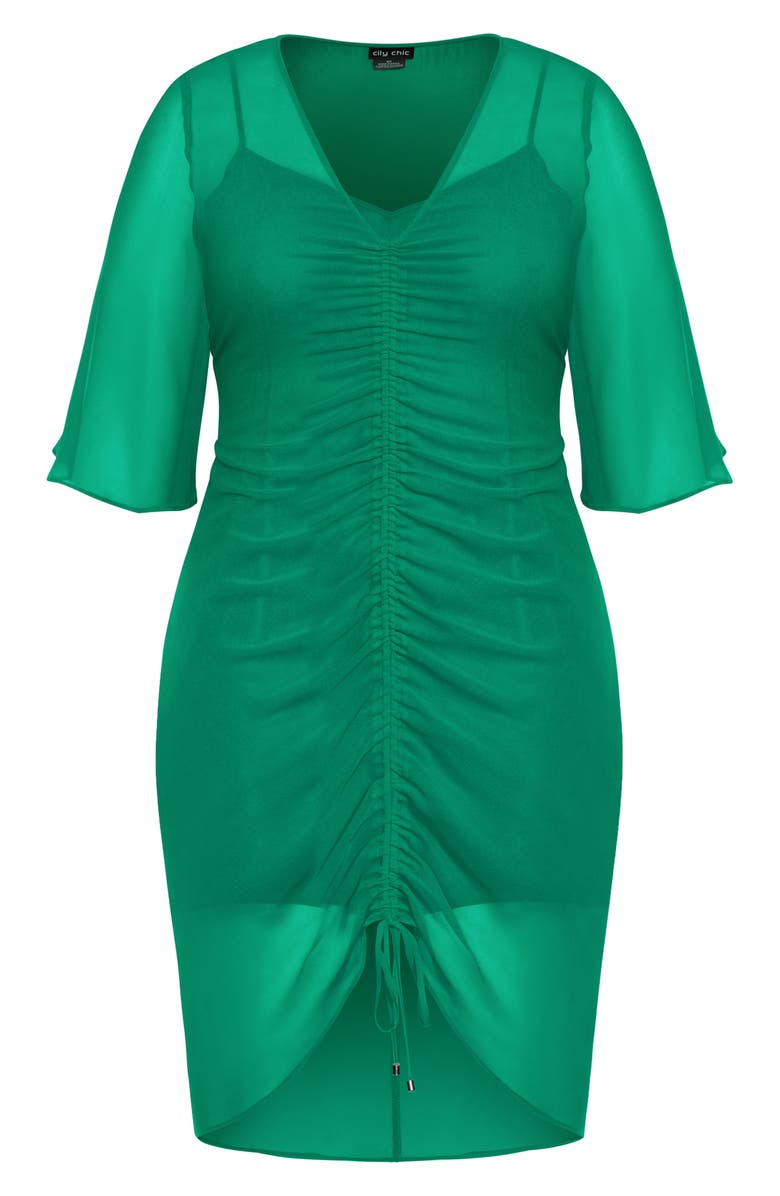 City Chic Drawn Up Ruched Chiffon Dress, Alternate, color,