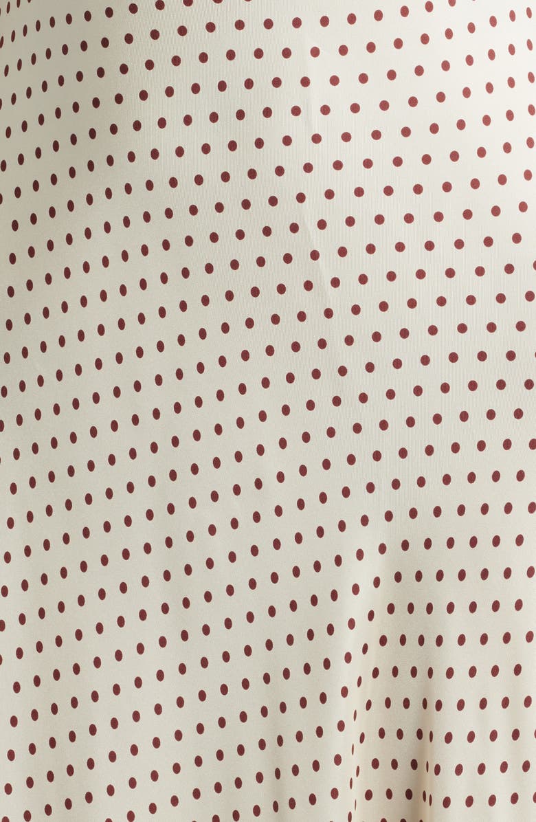 DÔEN Emerence Ruffle Print Silk Blend Maxi Dress, Alternate, color, Creme Protia Dot