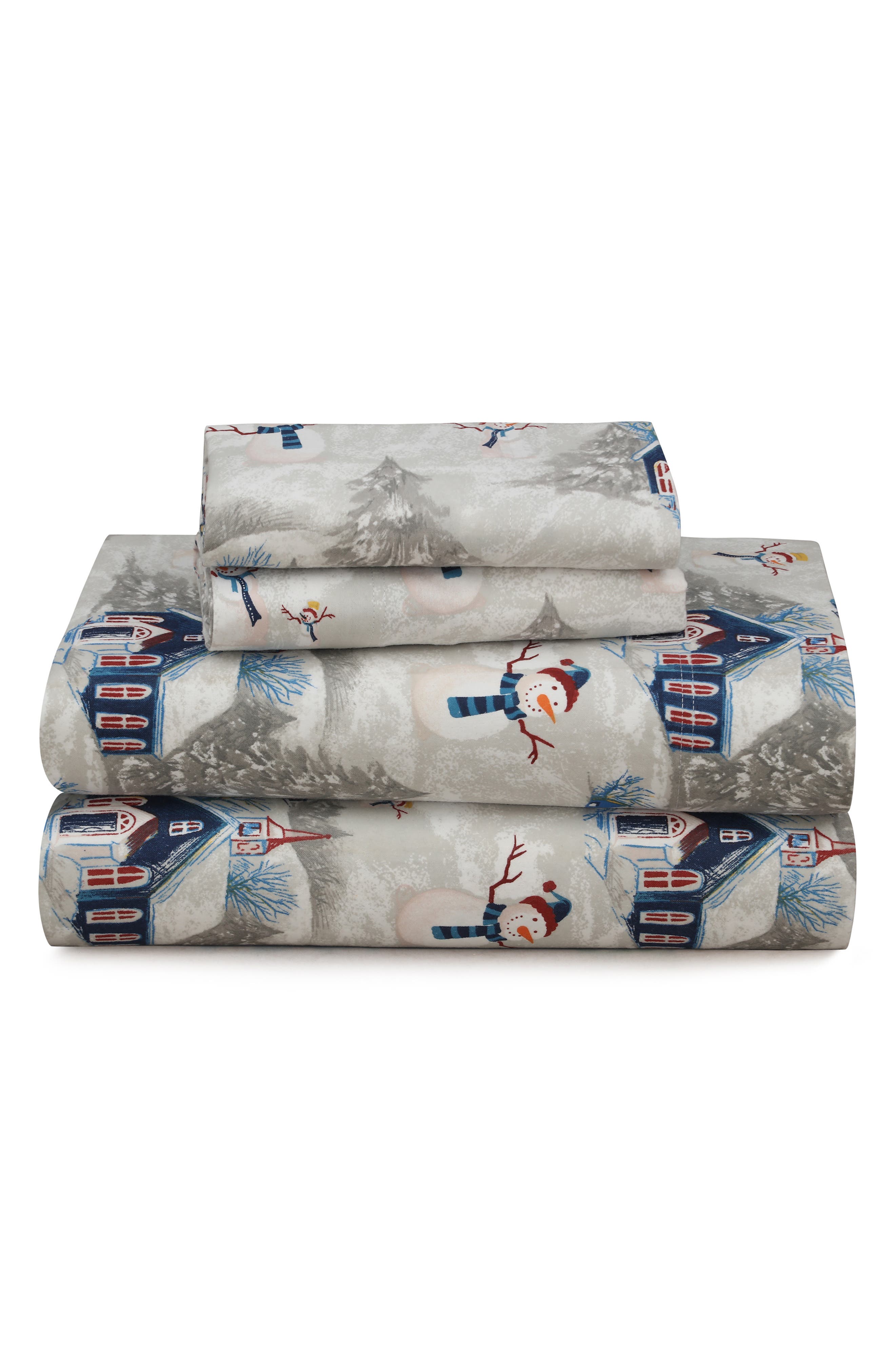 AZORES HOME Snowman Cotton Flannel Sheet Set