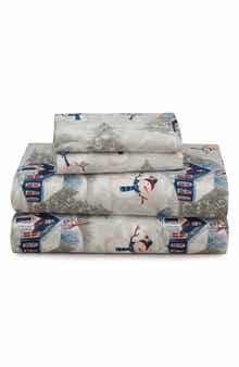 AZORES HOME Snowman Cotton Flannel Sheet Set