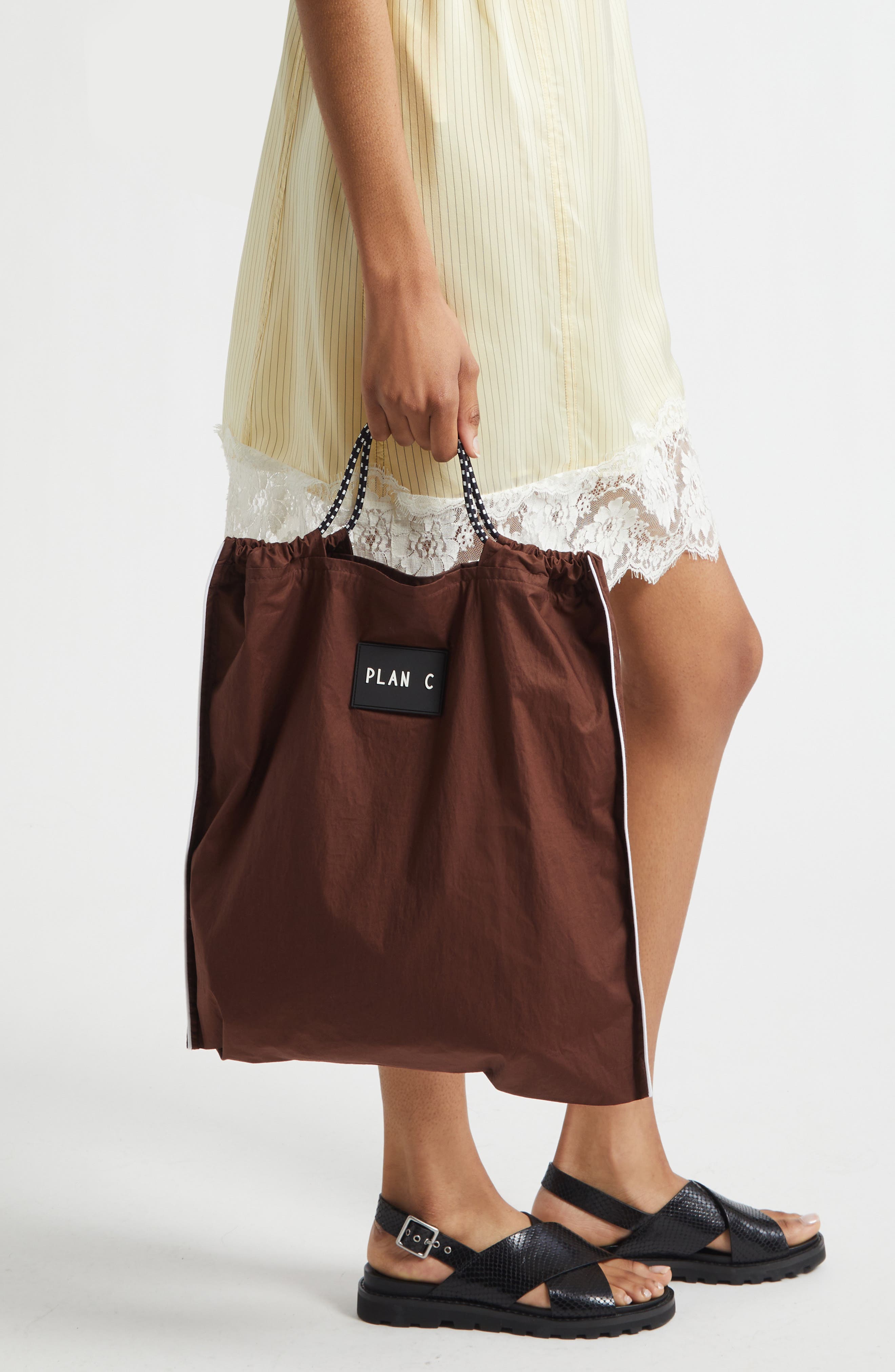 PLAN C Cotton Shopper Tote, Alternate, color, Coffee
