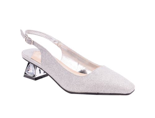 Lady Couture Jewel Heel Slingback Pump In Silver