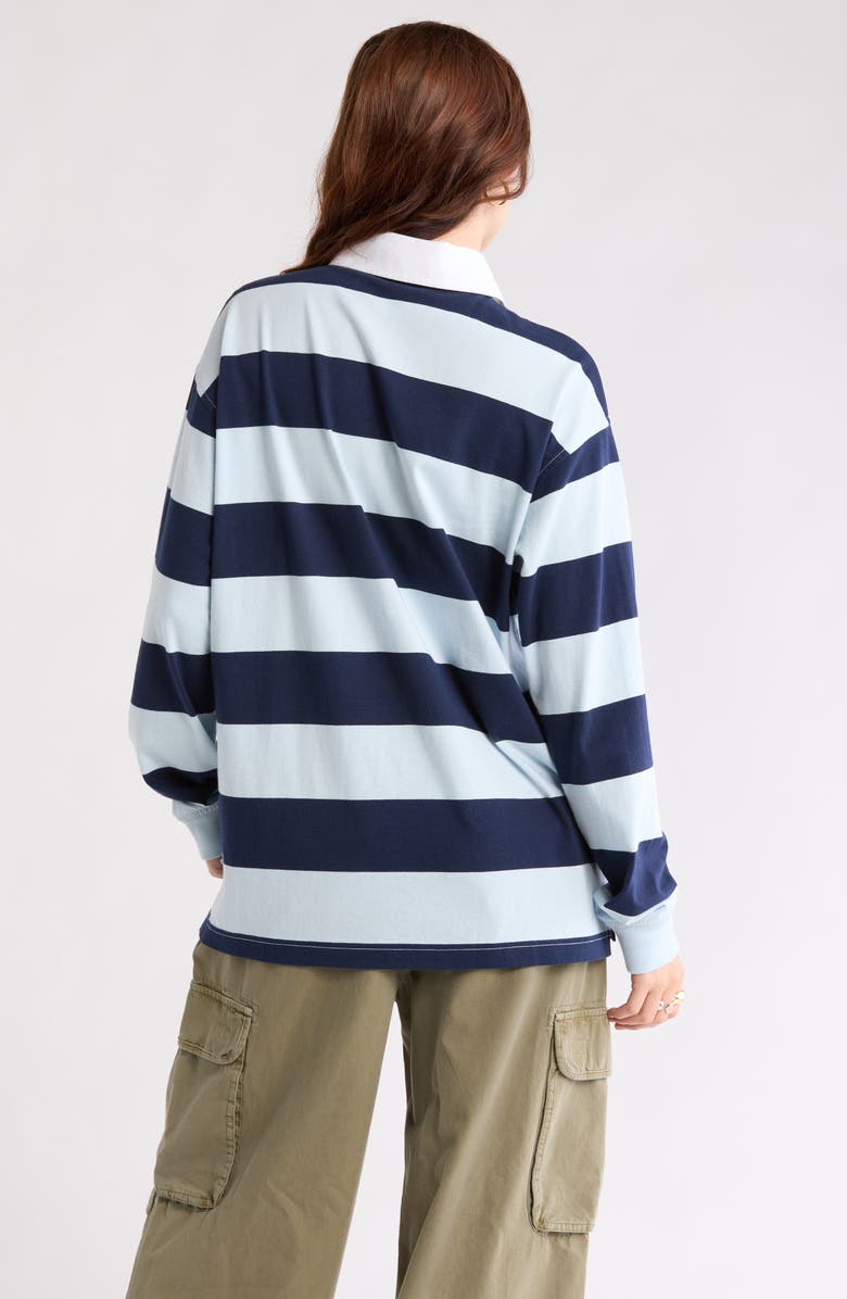 Abound Oversize Rugby Stripe Long SLeeve Polo, Alternate, color, Blue- Navy Mini Rugby