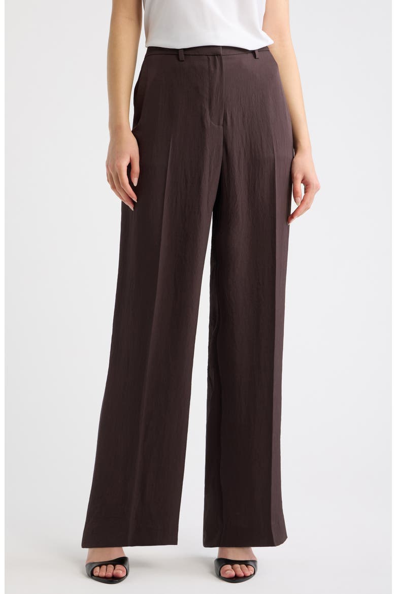 Classic Wide Leg Ankle Pants, Main, color, DARK BROWN