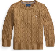 Polo Ralph Lauren Kids' Cabled Cotton Crewneck Sweater (Nordstrom Exclusive)