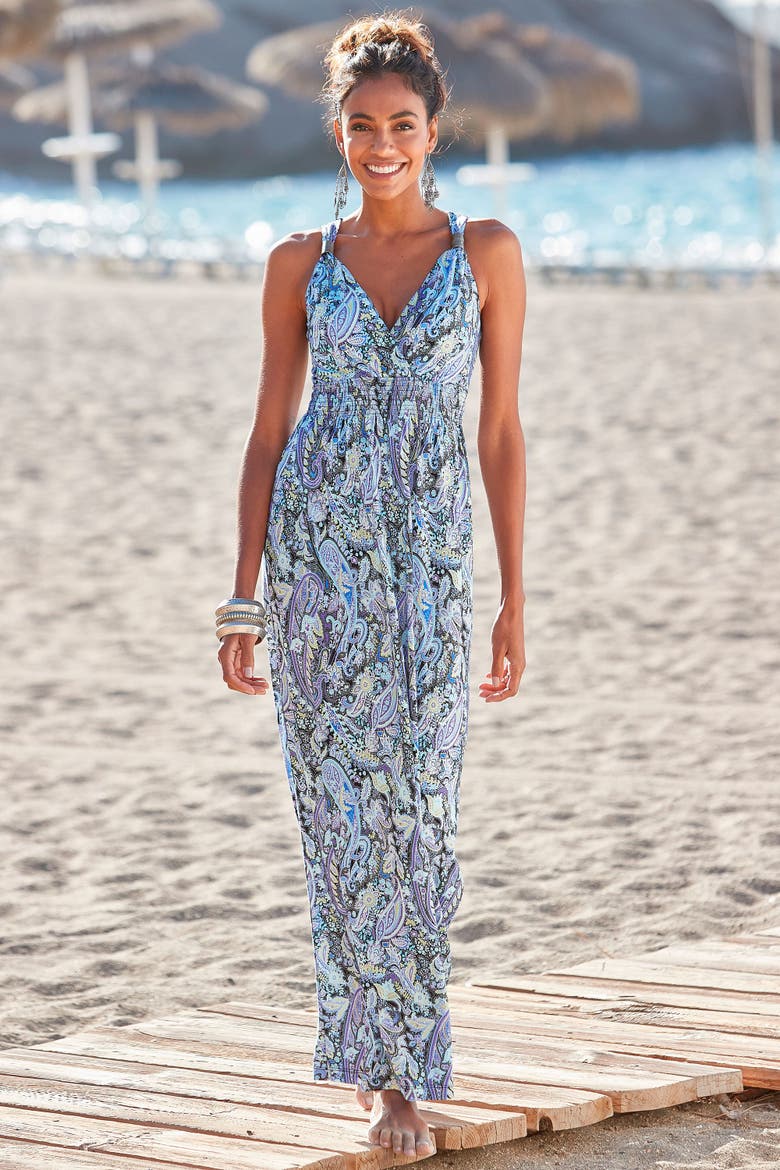 Paisley Print Maxi Dress, Alternate, color, Multi Print