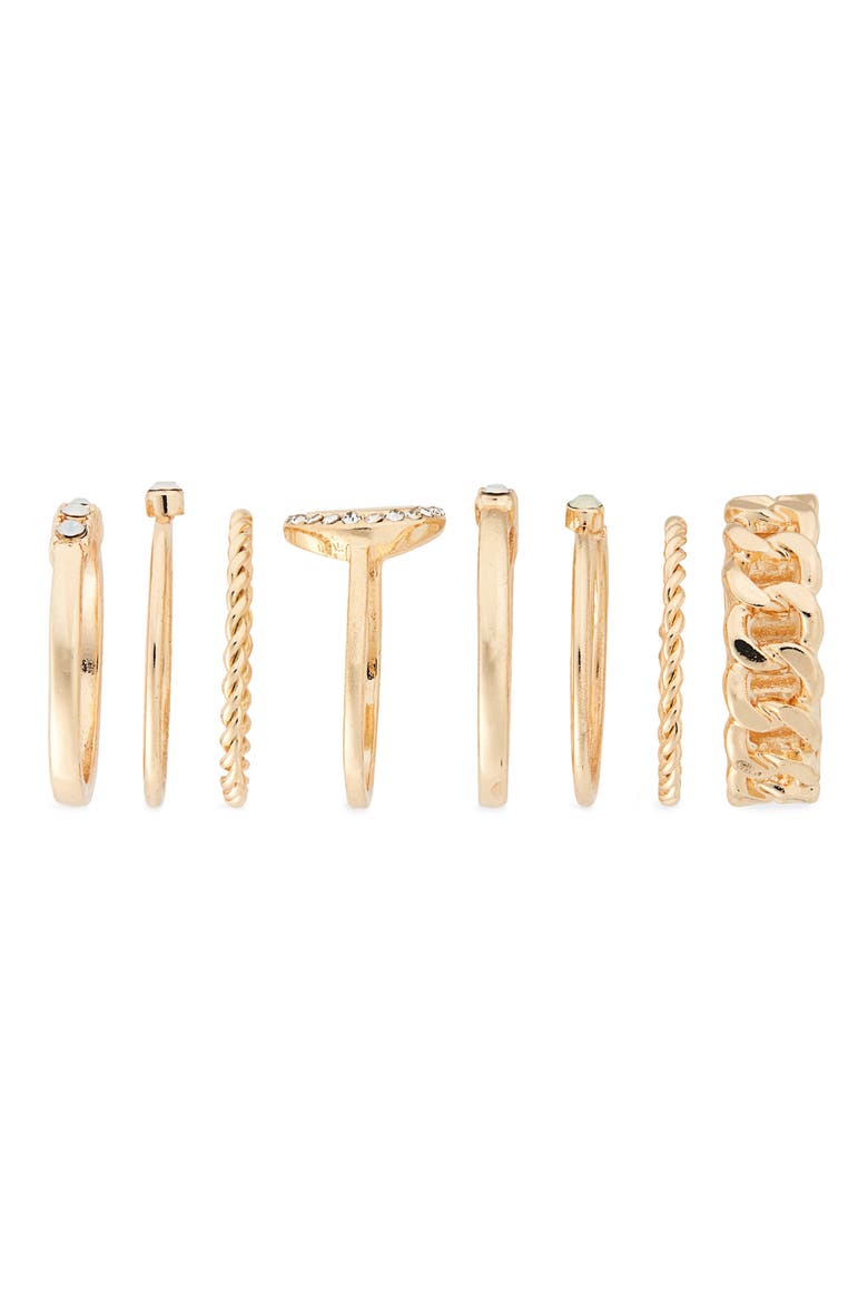 Set of 8 Stacking Rings, Alternate, color, CLEAR- GOLD