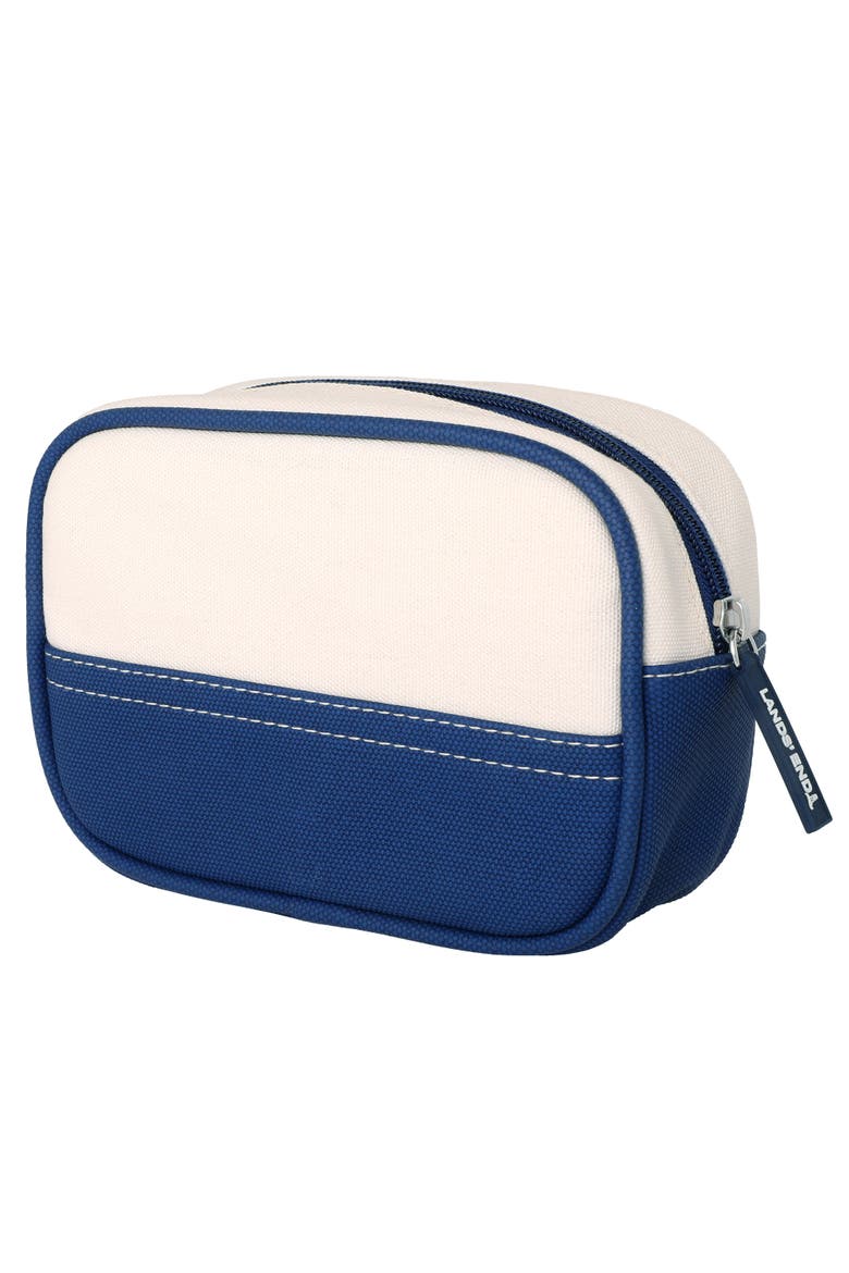 Medium Rectangular Dopp Kit for Travel, Striped Canvas Toiletry Bag with Top Zip, Main, color, Navy