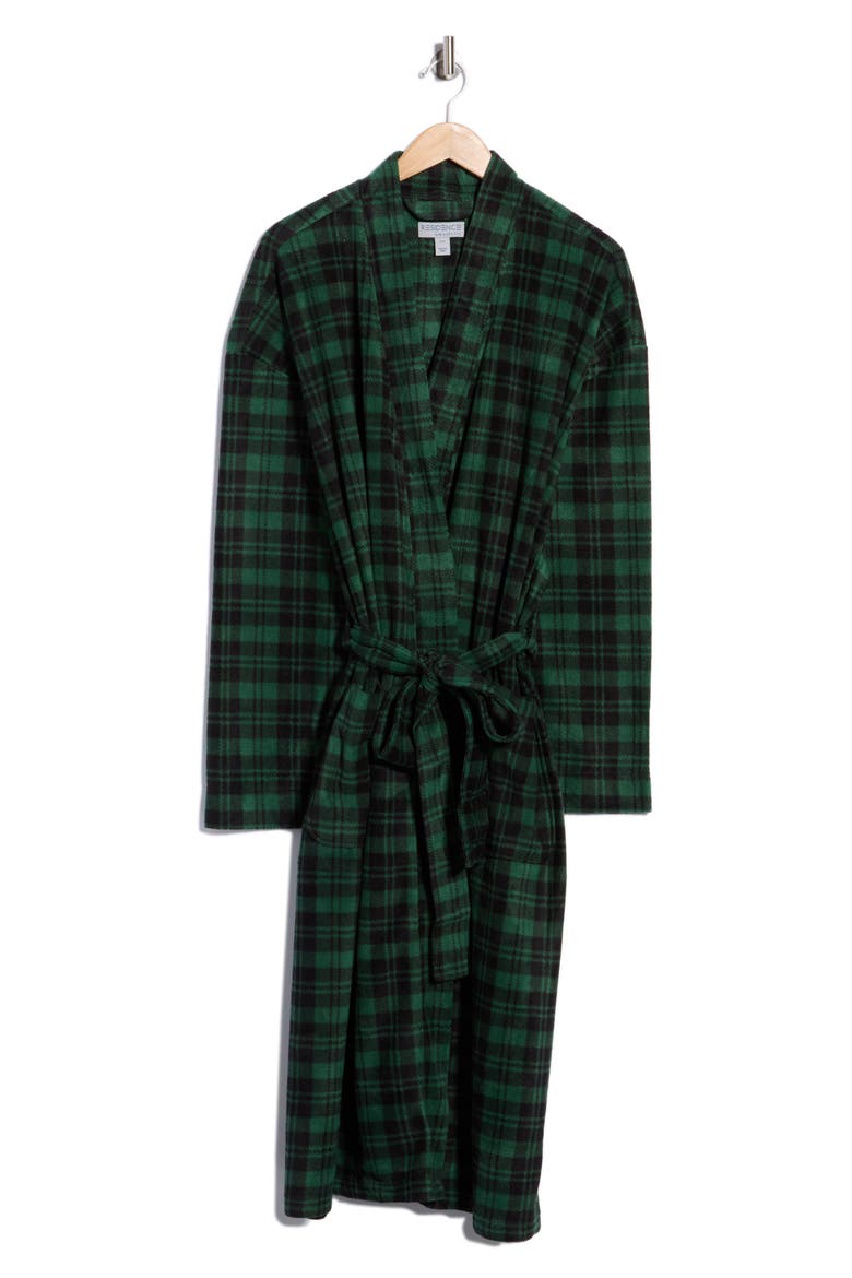 Residence Microfleece Kimono Robe, Main, color, GREEN PLAID