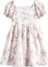 Bonnie Jean Kids' Embroidered Puff Sleeve Babydoll Party Dress