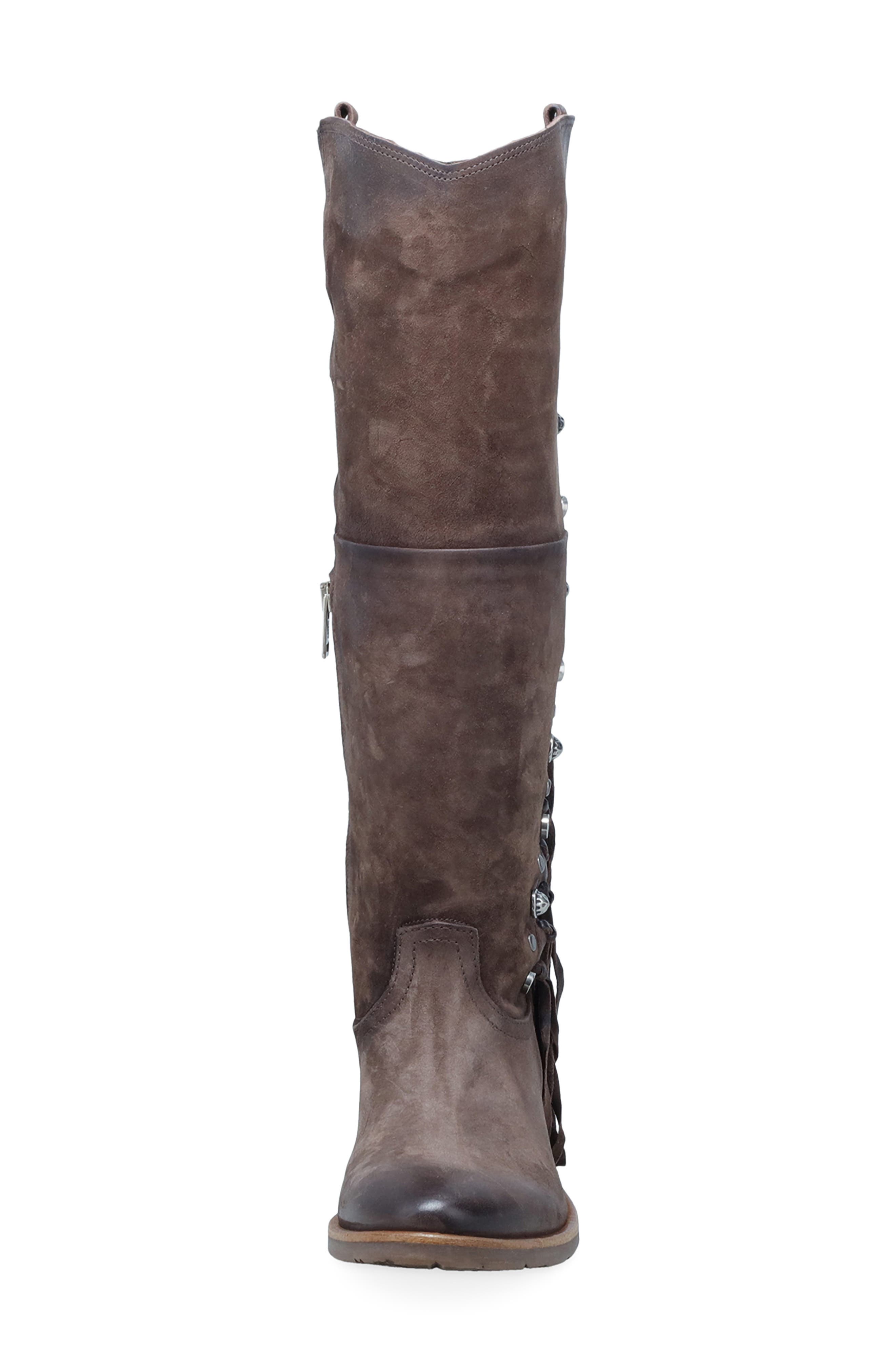 A.S.98 Ilke Studded Fringe Western Knee High Boot, Alternate, color, Brown