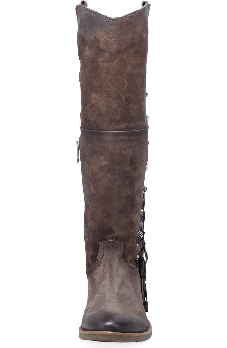 A.S.98 Ilke Studded Fringe Western Knee High Boot, Alternate, color, Brown