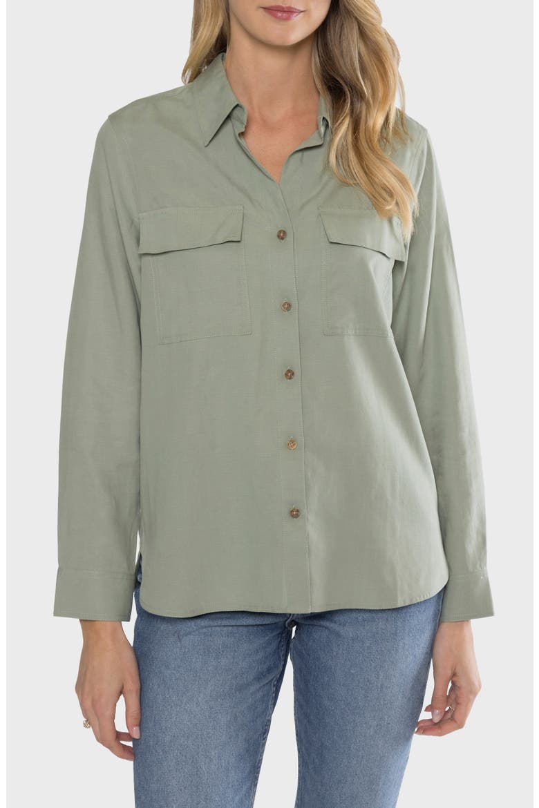 Raye Long Sleeve Utility Shirt, Main, color, SAGE