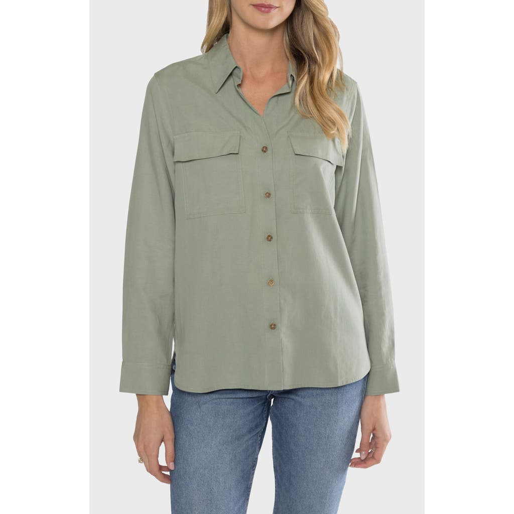 Matty M . Raye Long Sleeve Utility Shirt In Green