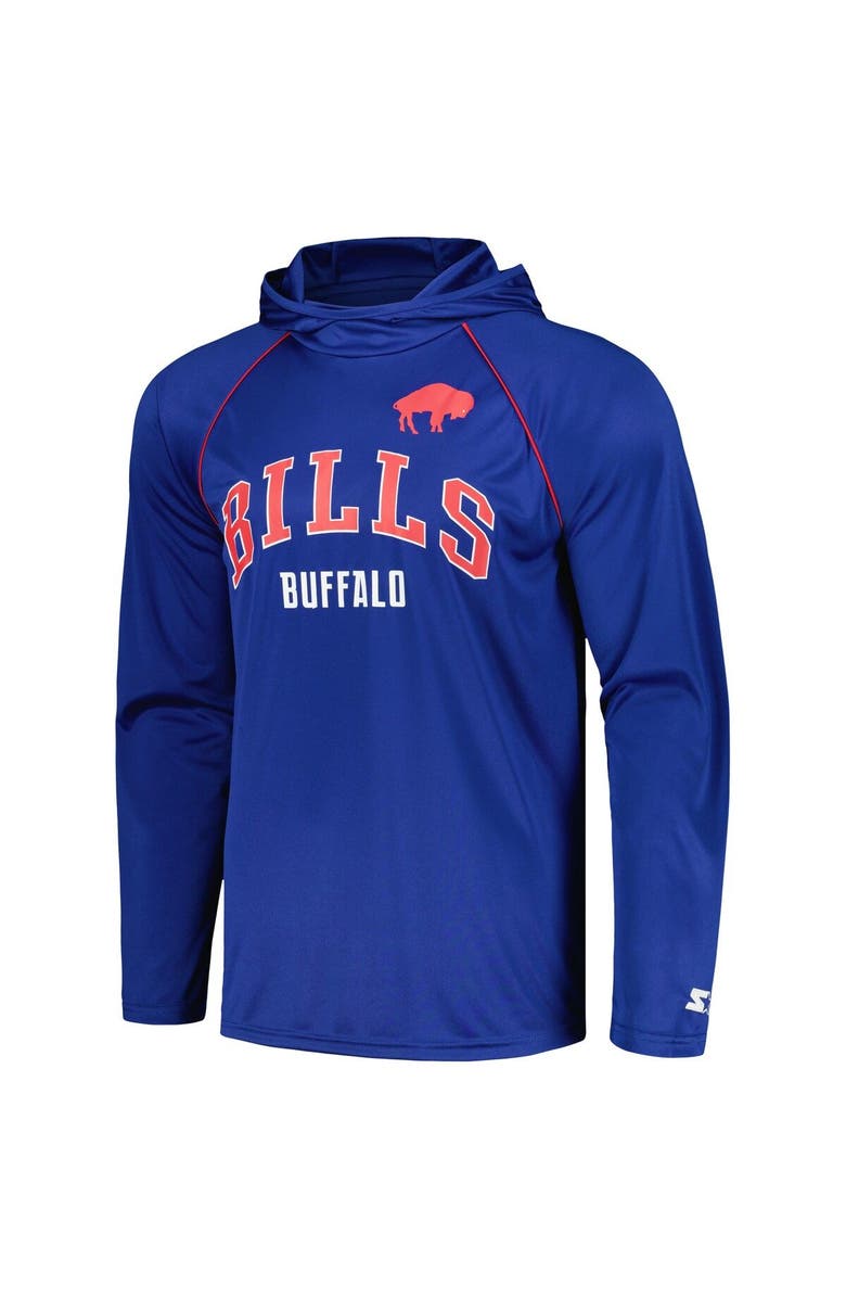 STARTER Men's Starter Royal Buffalo Bills Gridiron Classics Throwback Raglan Long Sleeve Hooded T-Shirt, Alternate, color, 