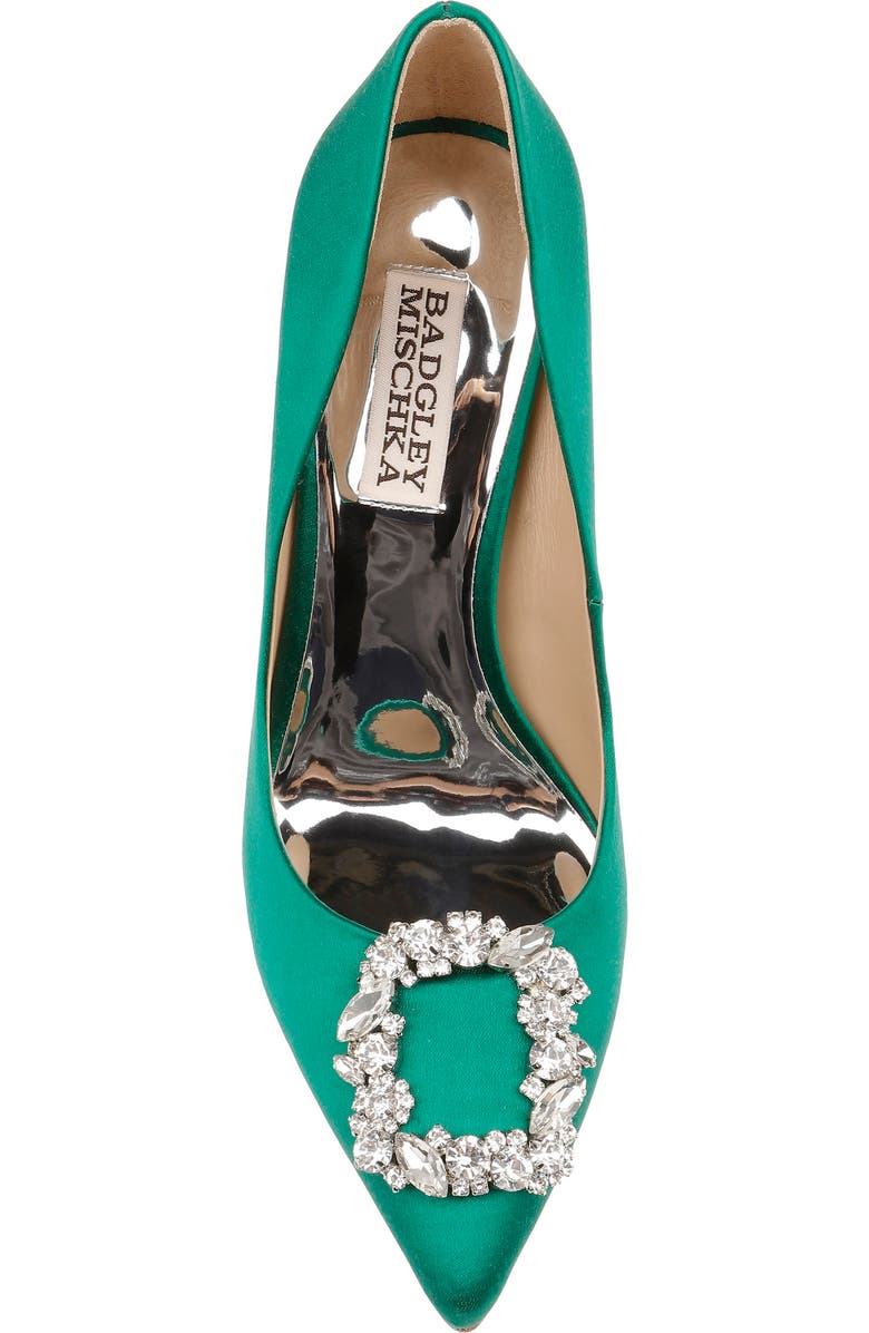 Badgley Mischka Collection Cher Crystal Embellished Pump, Alternate, color, Emrld Satn