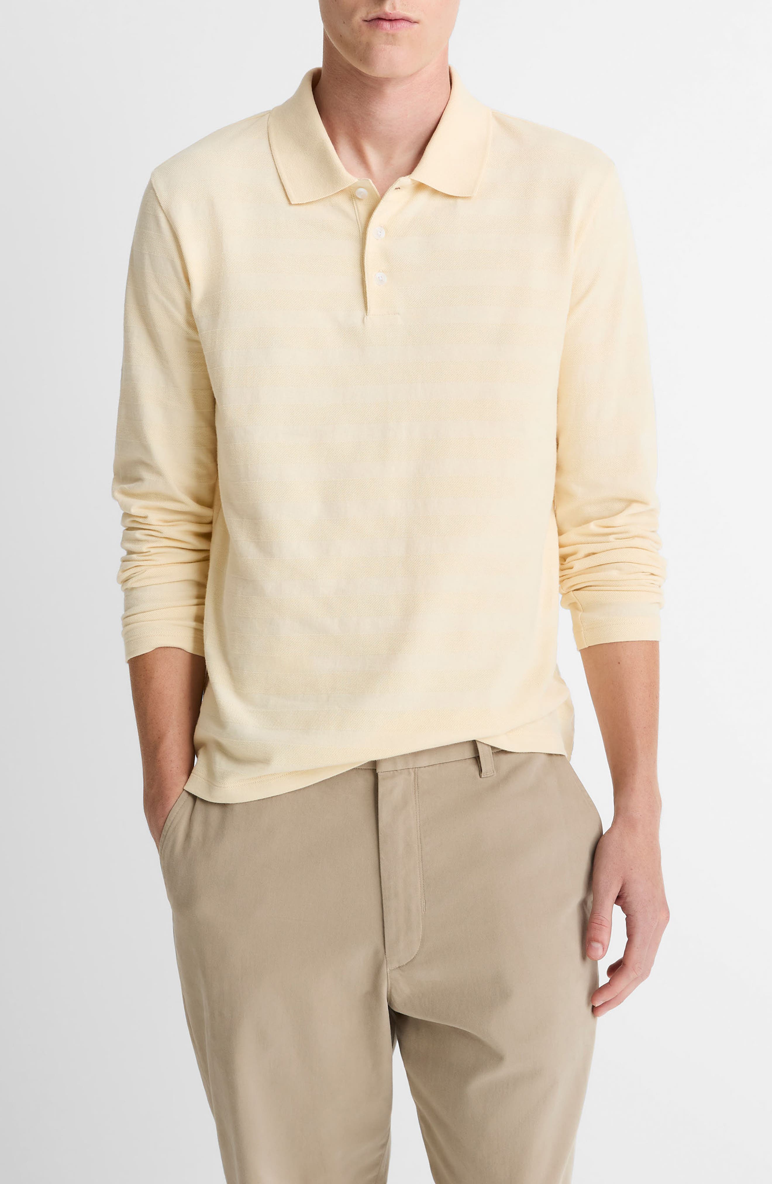 Jacquard Stripe Long Sleeve Polo - image 3