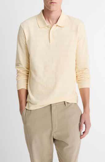 Jacquard Stripe Long Sleeve Polo