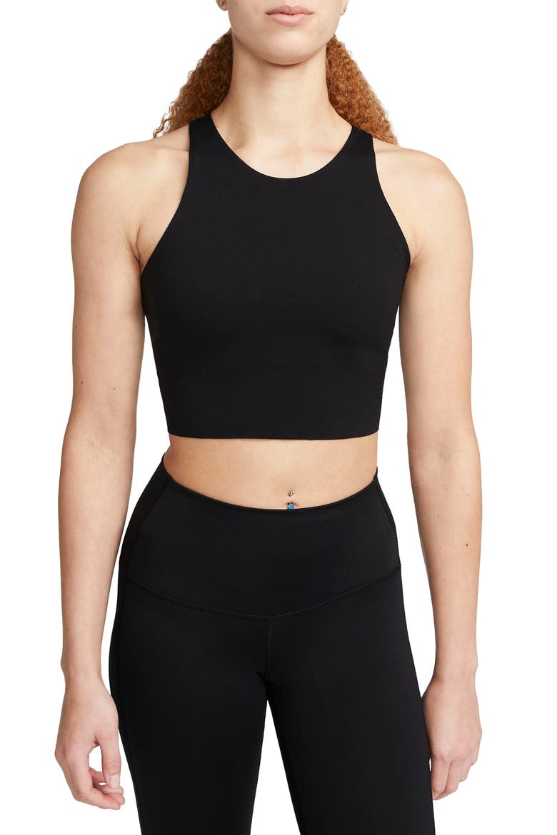 Yoga Dri-FIT Luxe Crop Tank, Main, color, BLACK/ MULTI COLOR