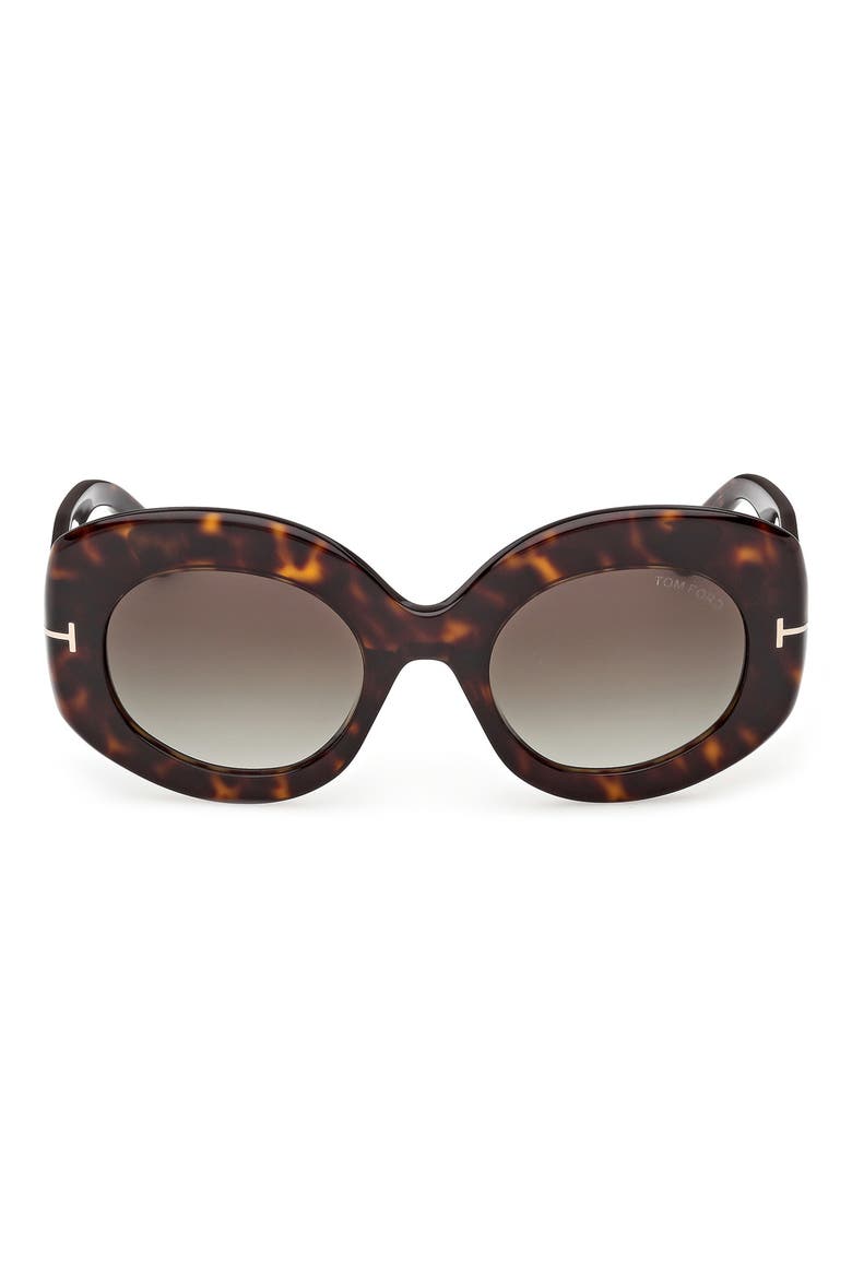 Claudette 51mm Round Sunglasses, Main, color, SHINY CLASSIC DARK HAVANA /T/ LOGO / GRADIENT SMOKE LENS