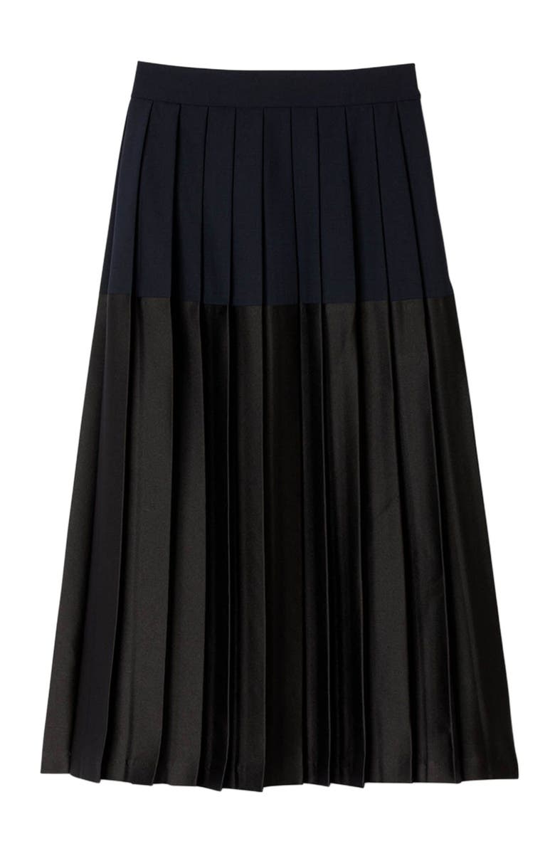 SANDRO Midi Pleated Skirt, Alternate, color, Navy Blue