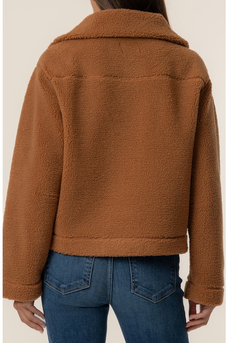 Dena Faux Shearling Zip Jacket, Alternate, color, CAMEL