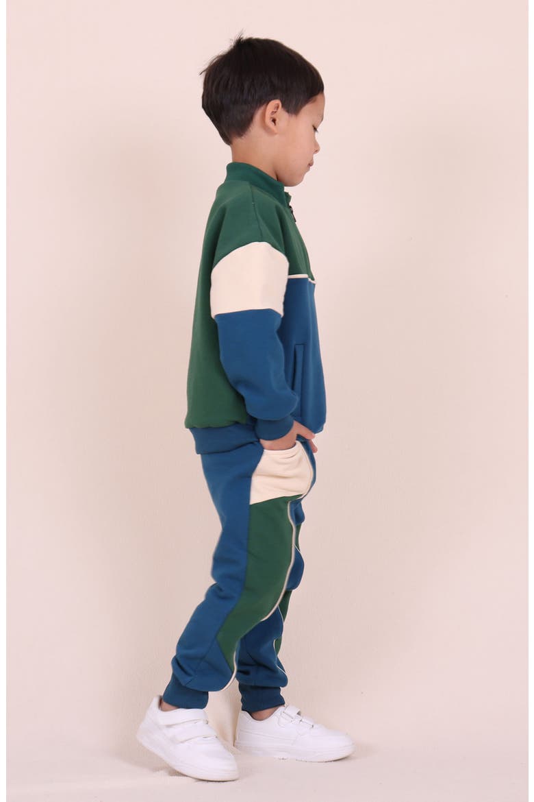 Kids' Colorblock Cotton Joggers, Alternate, color, NAVY