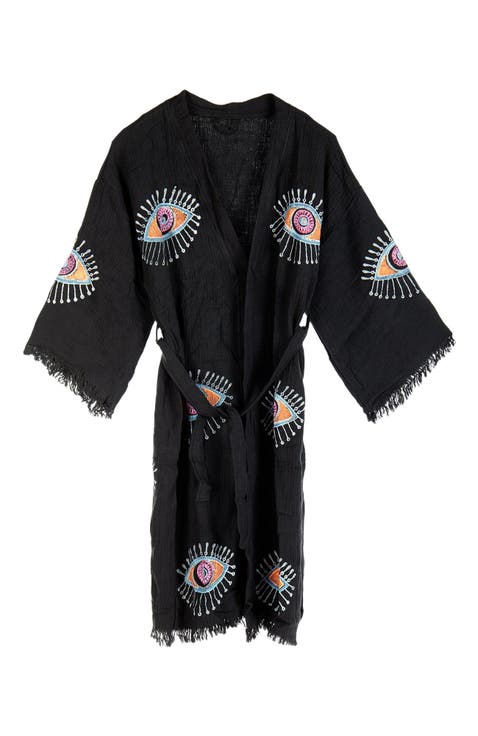 Aria Evil Eye Handmade Cotton Robe Cover-Up