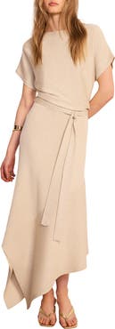 MINT VELVET Metallic Asymmetric Knit Midi Dress
